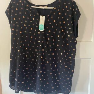 Full Moom Maternity Blouse, Navy with Rose Gold Dot Detail
